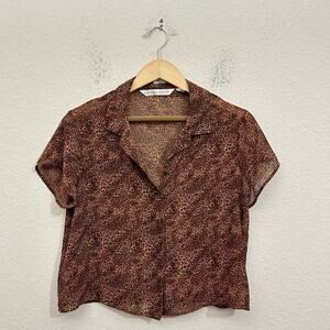 Vintage VICTORIA'S SECRET Sleep Shirt Brown Animal Print Y2K 90s Retro